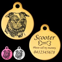 American Bulldog Engraved 31mm Large Round Pet Dog ID Tag